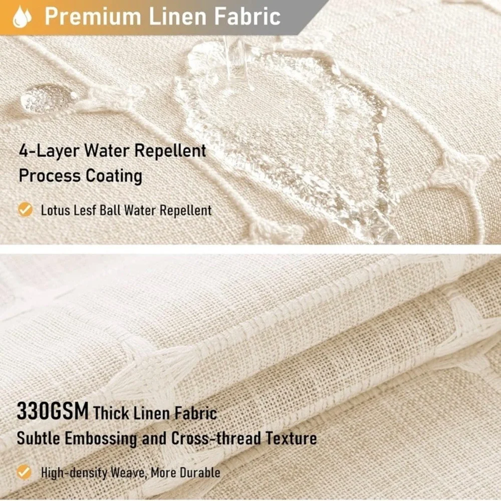 Linen Shower Curtain Beige 72x73 Boho Tassel‎ Water Repellent Farmhouse Spa NWOT